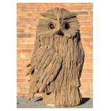 Folk Art Wood Bark Owl Decoy