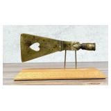 Antique Plains Indian Brass Peace Pipe Tomahawk