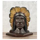 Folk Art Native American Indian Chief Carving