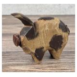 Folk Art Carved Wood Pig