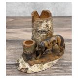 Carved Cottonwood Smoke Stand Match Holder