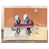 Mark Pettit Indians in Canoe Oil Painting