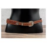 Sterling Tooled Leather Cowgirl Belt & Buckle