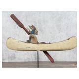 Antique Folk Art Indian in Canoe Whirligig