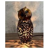 Pierced Metal Owl Desk Lamp