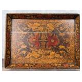 Victorian Pyrography Wood Tray