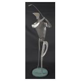 Mid Century Brutalist Steel Golfer Sculpture