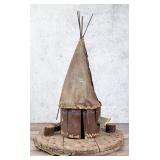 Folk Art Native American Indian Tipi Birdhouse