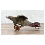 Folk Art Carved Wood Airplane Clock