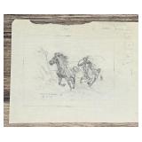 Byron Wolfe Indian Lassoing a Horse Drawing