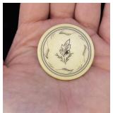 Civil War Era Scrimshaw Ivory Poker Chip