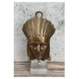 Mid Century Brass Indian Chief Note Paper Clip