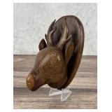 Folk Art Carved Wood Stag Plaque