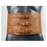 Tooled Leather Rodeo Bronc Rider Kidney Belt