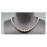 Navajo Sterling Silver Graduated Pearls Necklace