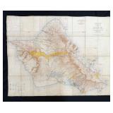 1917 Topographic Map of the Island of Oahu Hawaii