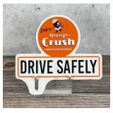 Porcelain Orange Crush License Plate Topper