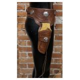 Tooled Leather Cowboy Gunfighter Gun Belt Rig