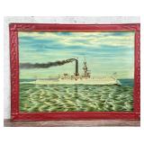Antique Steamship Tin Lithograph Sign
