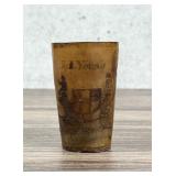 19th Century Scrimshaw Village Scene Horn Cup
