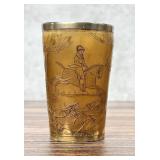 19th Century Scrimshaw Hunt Scene Horn Cup