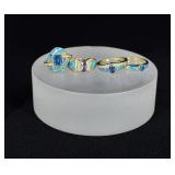 Group of Gold Plated Opal Sterling Silver Rings