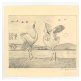 Monte Dolack Dancing Cranes Painting Study