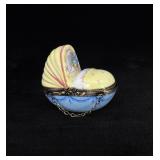 Limoges Peint Main Porcelain Cradle Trinket Box
