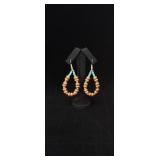Navajo Turquoise & Copper Beaded Hoop Earrings