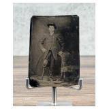 Amputee Man Peg Leg Tintype Photo