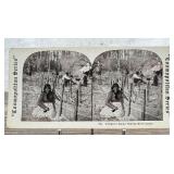 Chippewa Squaw Making Birch Canoe Stereoview