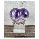 Carved Chevron Amethyst Heart