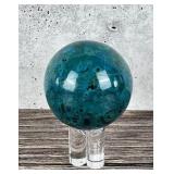 Carved Chrysocolla and Malachite Sphere