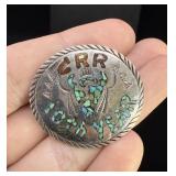 Charlie Russell Riders Zuni Inlaid Sterling Pin