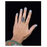 Sterling Silver Marcasite Blue Chalcedony Ring
