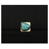 Navajo Sterling Silver Turquoise Bolo Tie Slide