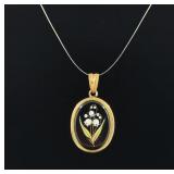 10K Gold & Jet Locket Pendant