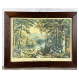 Currier & Ives The Woods in Autumn Lithograph
