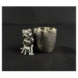 Derby Bulldog Silverplate Toothpick Holder
