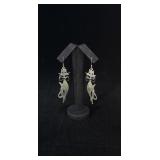 Sterling Silver Bowtie Cat Dangle Earrings