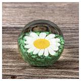 Murano Art Glass Daisy Flower Paperweight