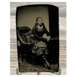 Named Young Lady In Mourning Dress Tintype Photo