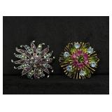 Pair of Costume Jewelry Rhinestone Broochs