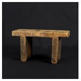 Signed Country Salesman Sample Wooden Doll Bench