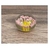 Hand Blown Floral Art Glass Paperweight