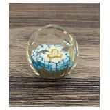 Millefiori Faceted Art Glass Paperweight