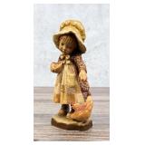 Anri Sarah Kay Feeding Chickens Carved Figure