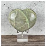 Carved Green Moonstone Garnierite Heart