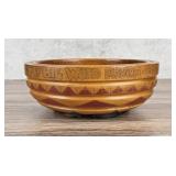 Folk Art C.W. Pickets Rustic Carved Bowl
