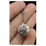 Scrimshaw Walrus Ivory Ship Necklace